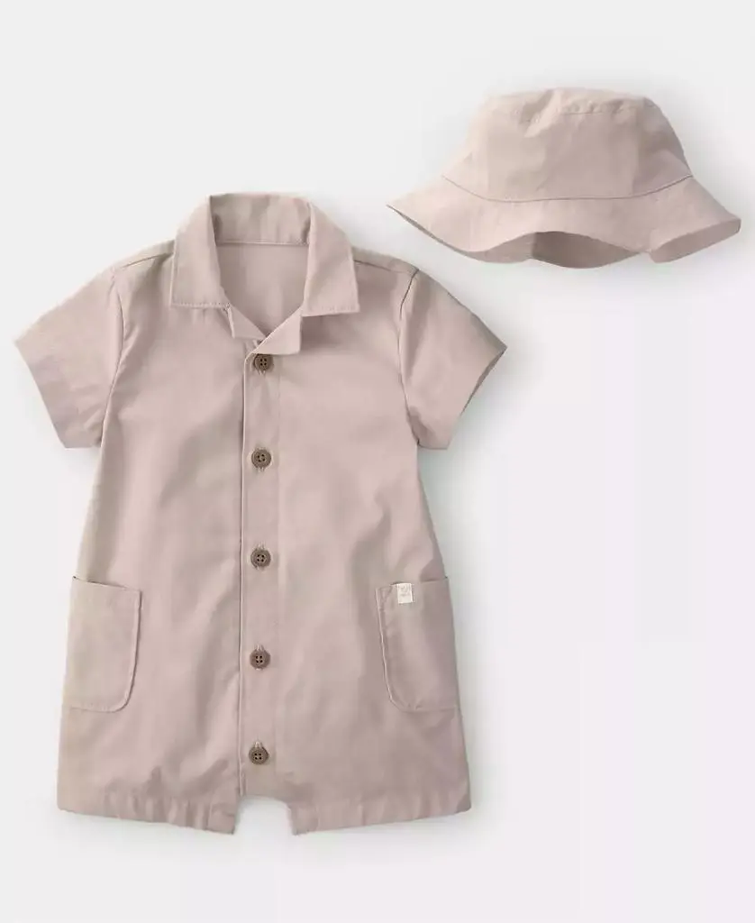 Carter's Baby Boys' Canvas Short-Sleeve Romper and Bucket Hat, 2-Piece Set