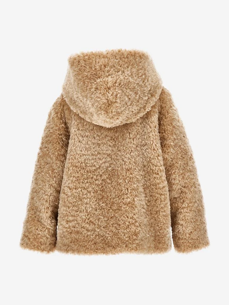 MONNALISA Monnalisa Girls Plush Faux Fur Jacket in Beige 3