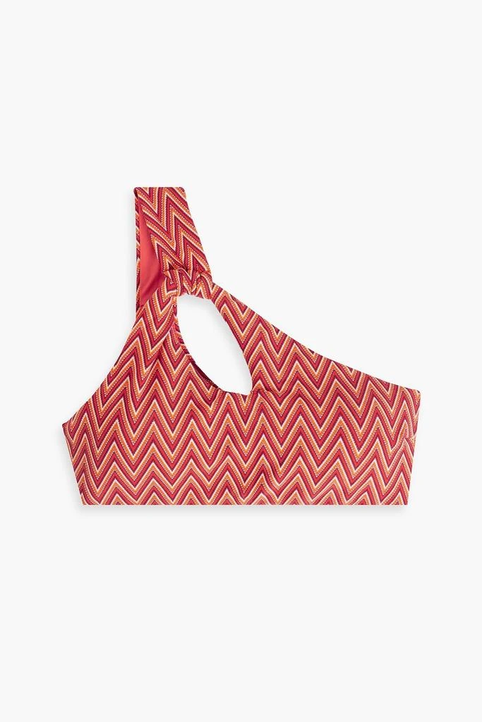 Seafolly Cleo one-shoulder cutout jacquard bikini top 1