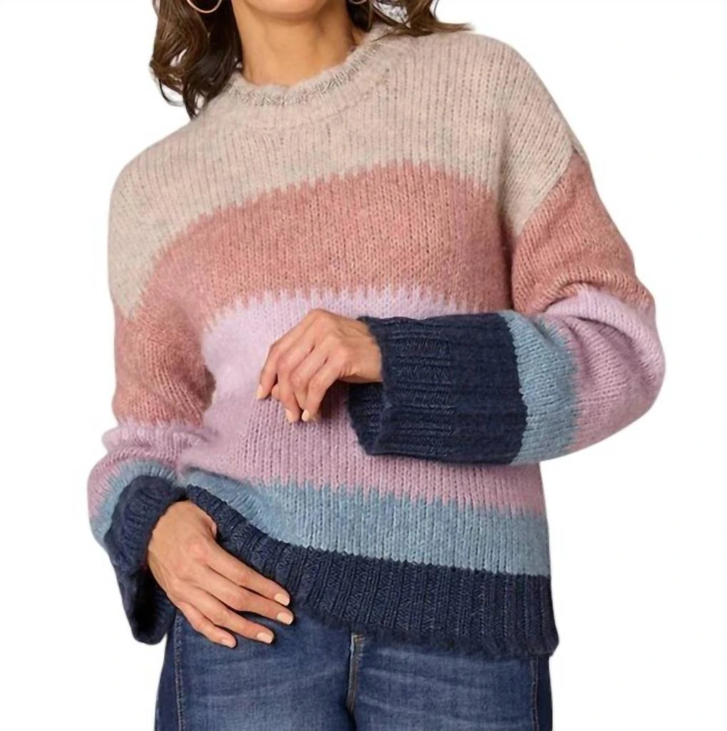 Democracy Democracy - Long Sleeve High Round Stripe Sweater 1