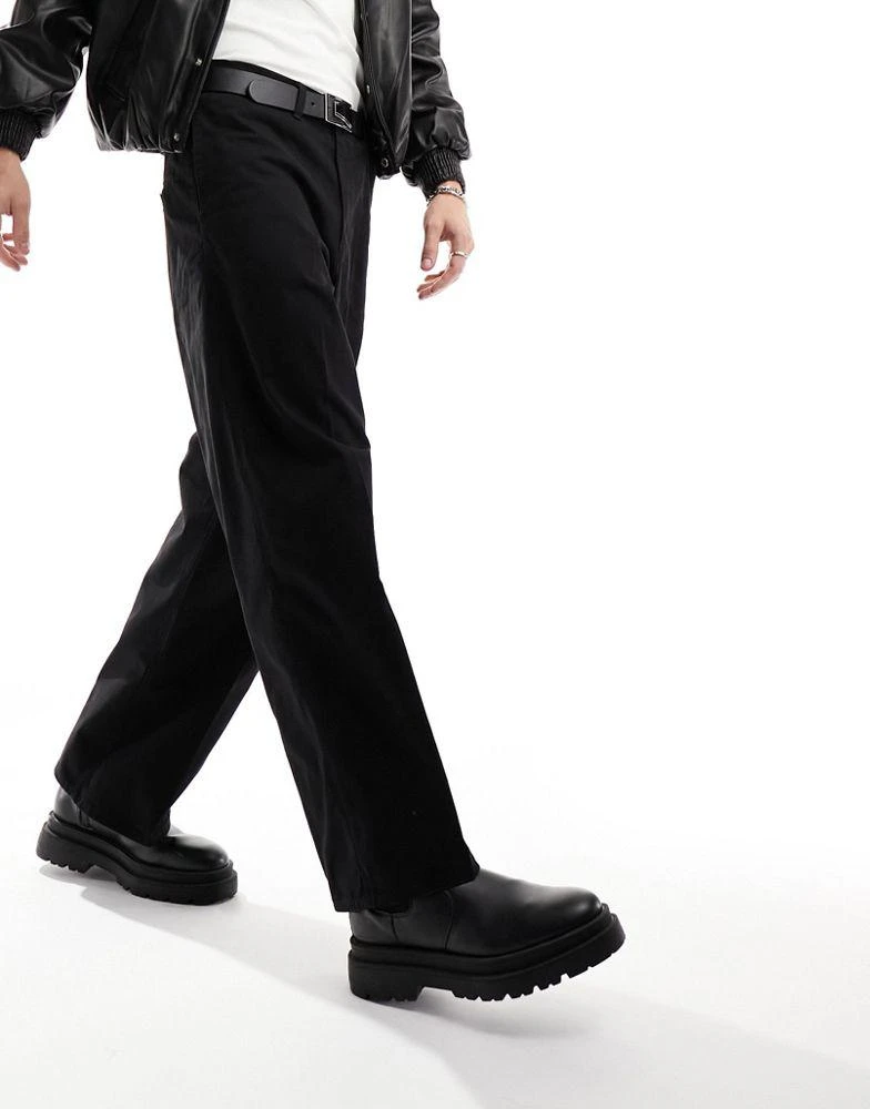 Weekday Weekday Astro loose fit wide leg trousers in black 5