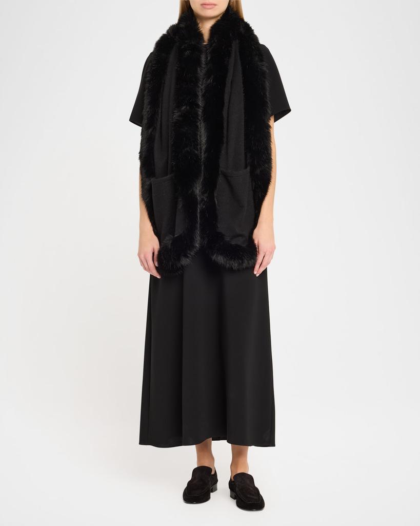 La Fiorentina Cashmere Scarf W/ Faux Fur Trim