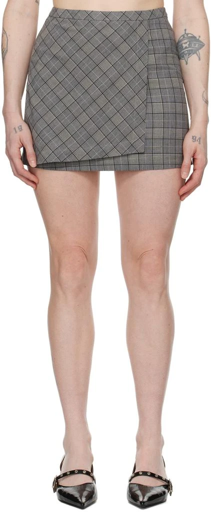 Ganni Gray Check Miniskirt 1