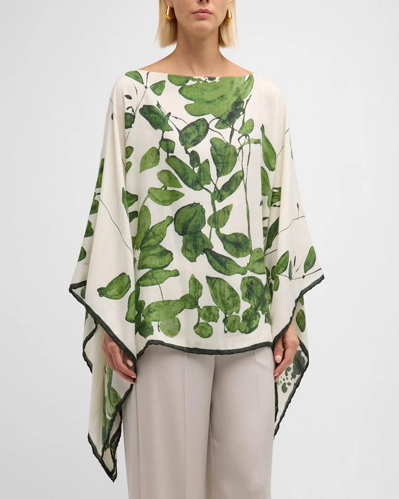 Rani Arabella Placed Flower Cashmere-Blend Printed Poncho 3