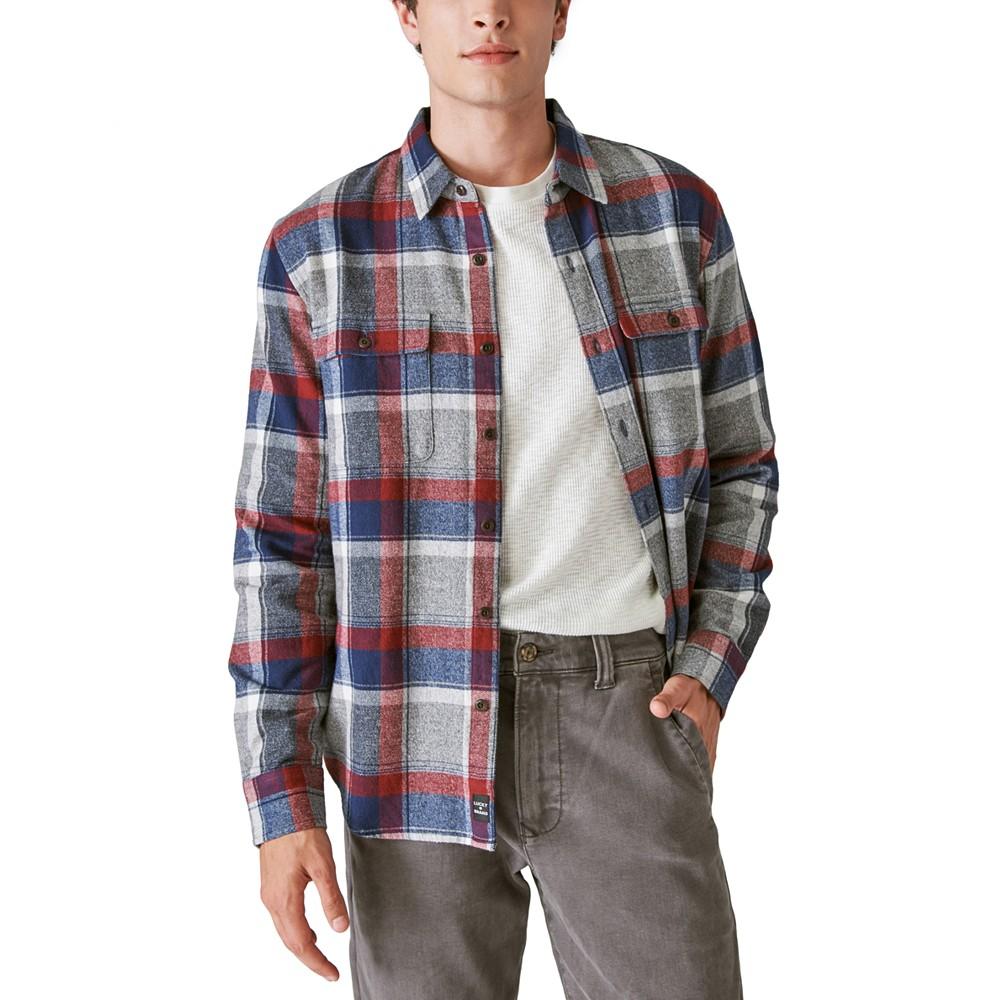 Lucky Brand Men's Plaid Button-Down Flannel Utility Shirt