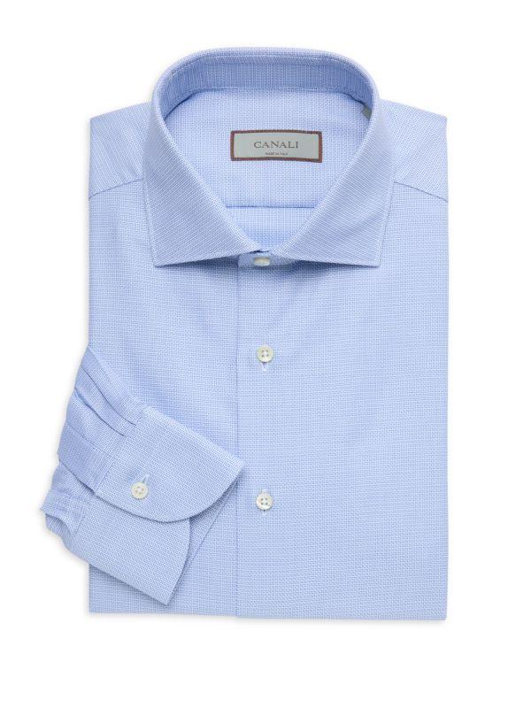 Canali Pattern Cotton Slim-Fit Dress Shirt