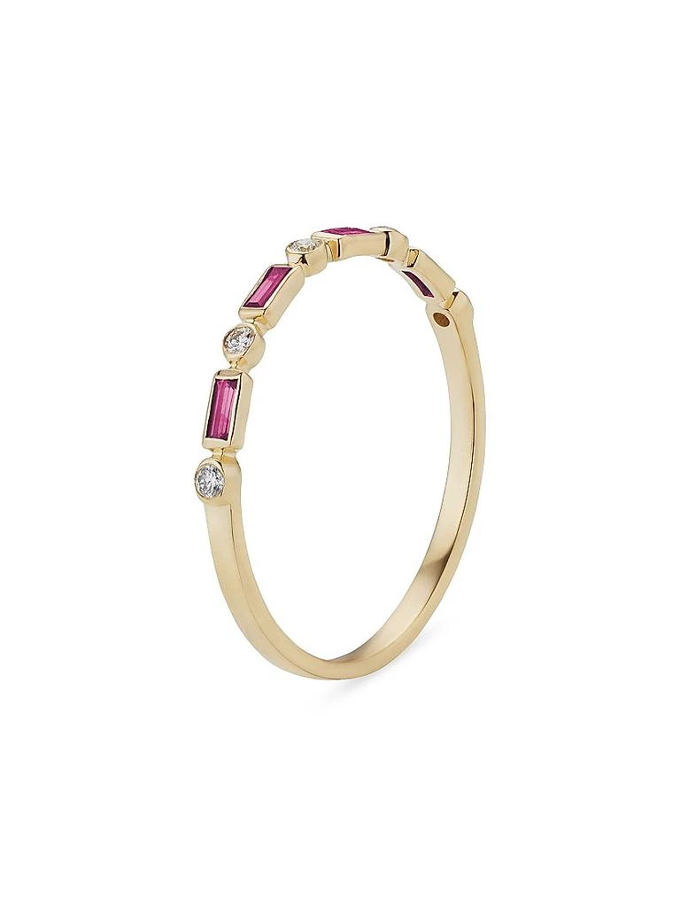 Oradina 14K Yellow Gold Crown Jewels Ruby Diamond Ring 3