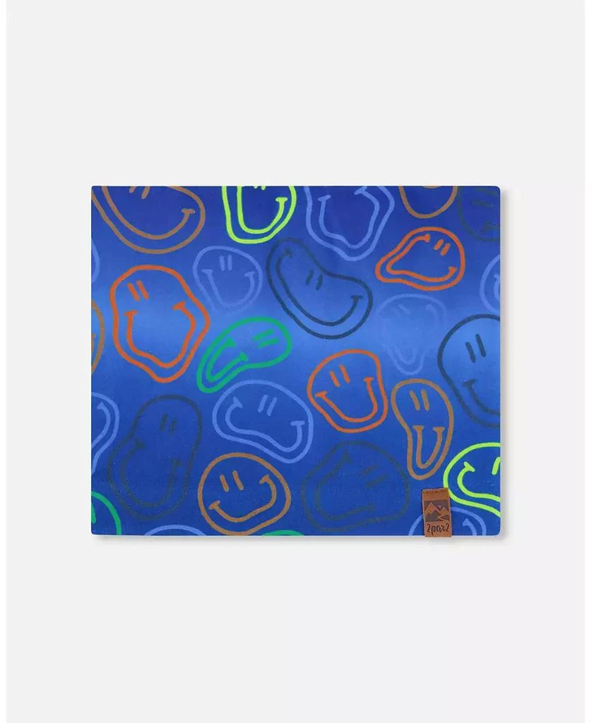 Deux par Deux Baby Boys Stretch Jersey Neck Tube Blue Printed Smileys