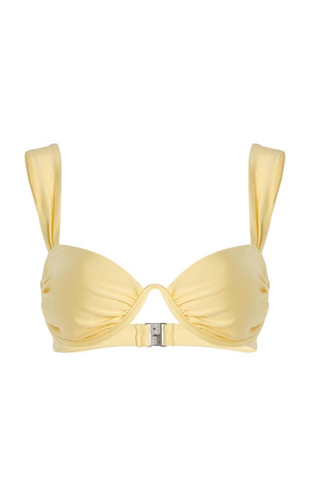 SIMKHAI SIMKHAI - Anniston Ruched Bikini Top - Yellow - L - Moda Operandi