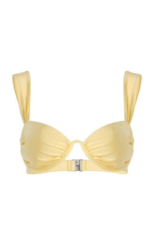 SIMKHAI SIMKHAI - Anniston Ruched Bikini Top - Yellow - XS - Moda Operandi 1