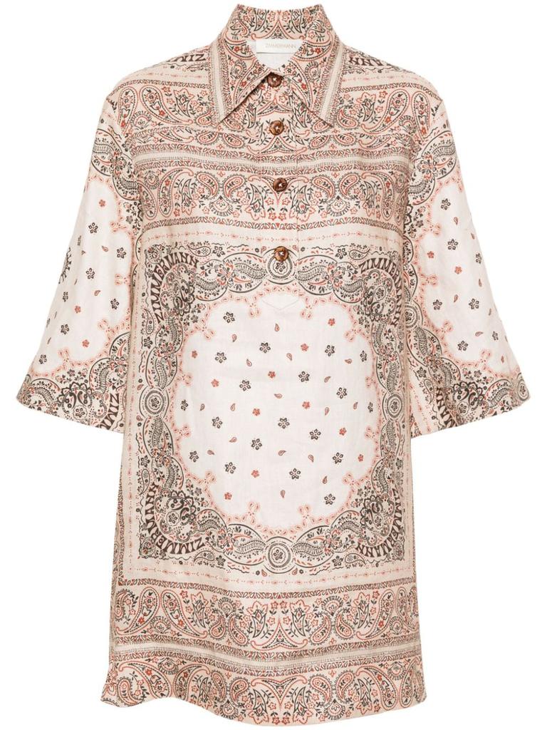 ZIMMERMANN VESTIDO MC BEIGE EST AMEBAS CORTO