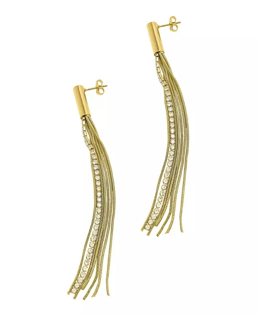 ADORNIA 14K Gold-Tone Plated Fringe Chain and Crystal Tassel Earrings 1