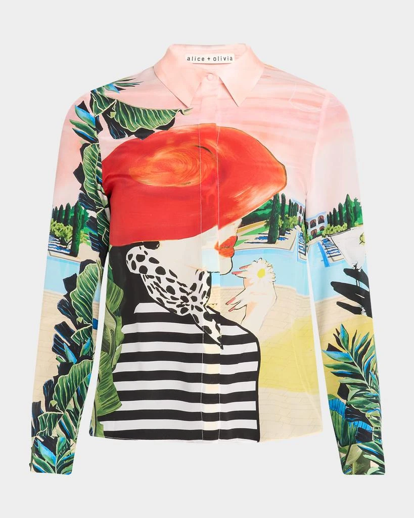 Alice + Olivia Palm Beach Willa Placket Top 1