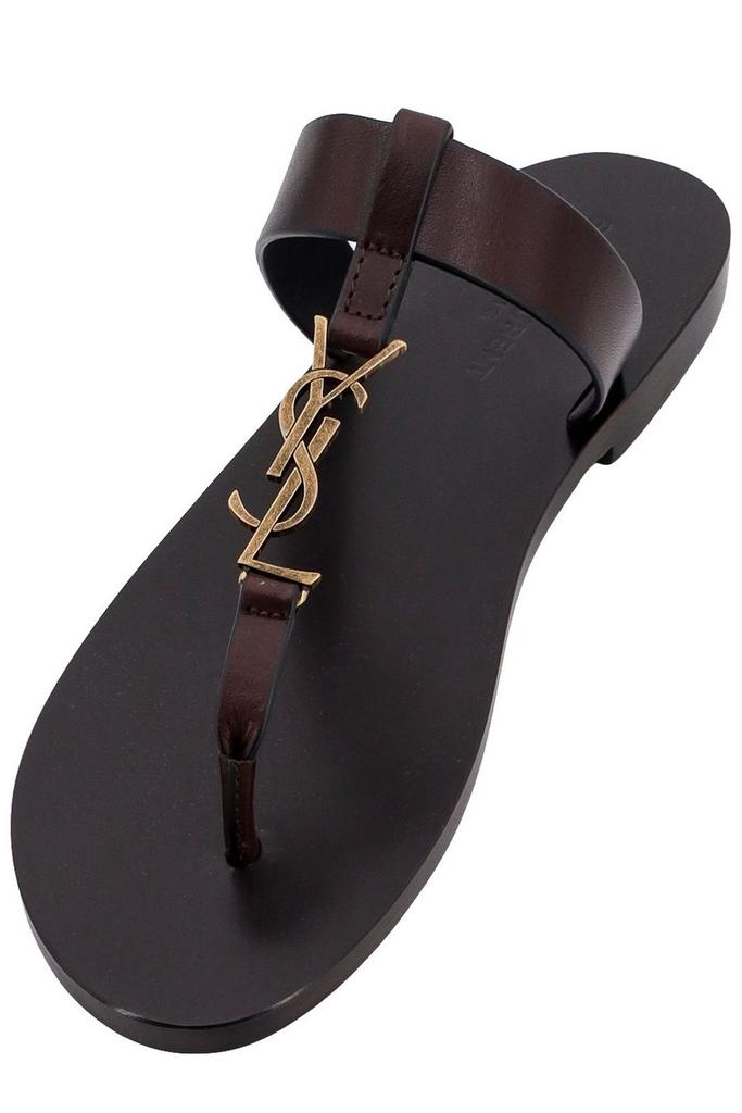 Shop Saint Laurent Cassandre Logo Plaque Slides on Sale at