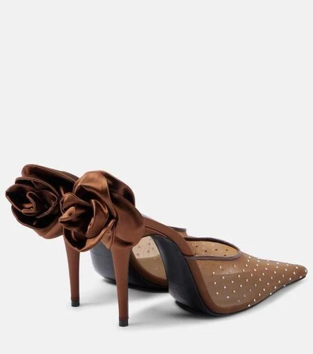Magda Butrym Floral-appliqué embellished mesh mules 2