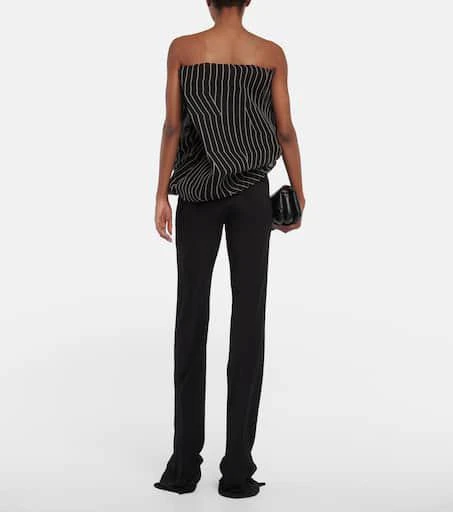 Rick Owens Striped strapless silk top 3