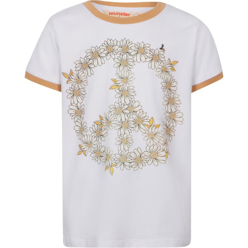 Munster Floral peace sign t shirt in white