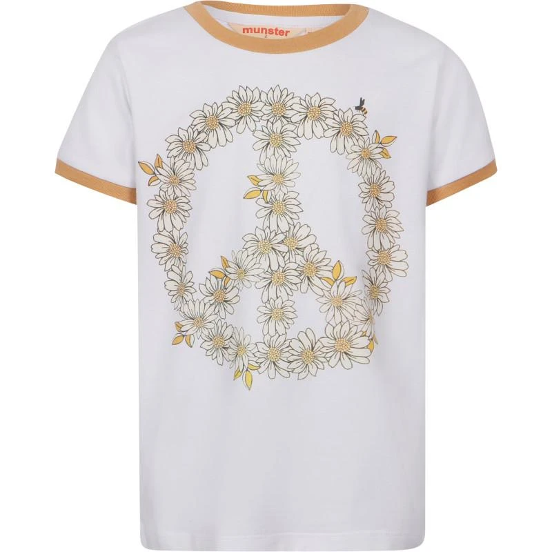 Munster Floral peace sign t shirt in white 1