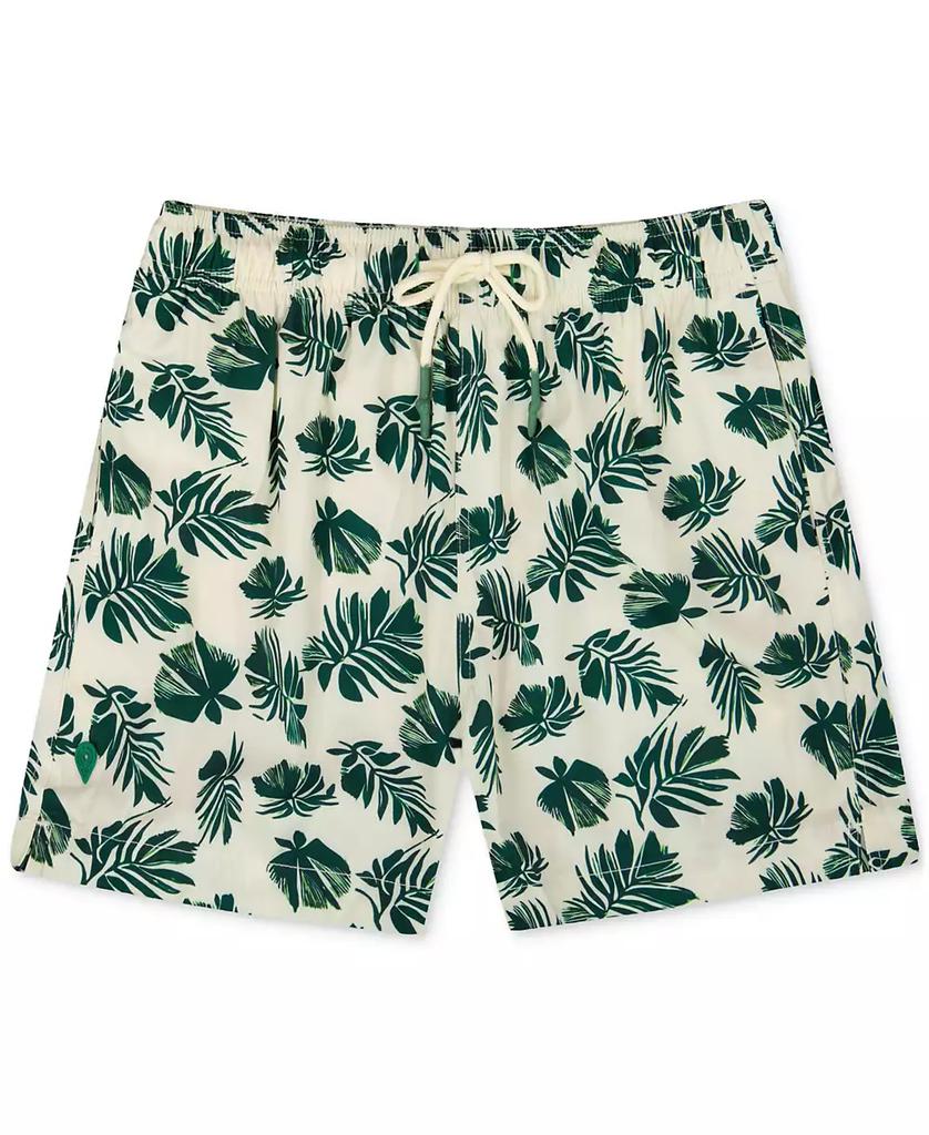 Sunset and Vines Men's Leaf-Print Woven Swim Trunks