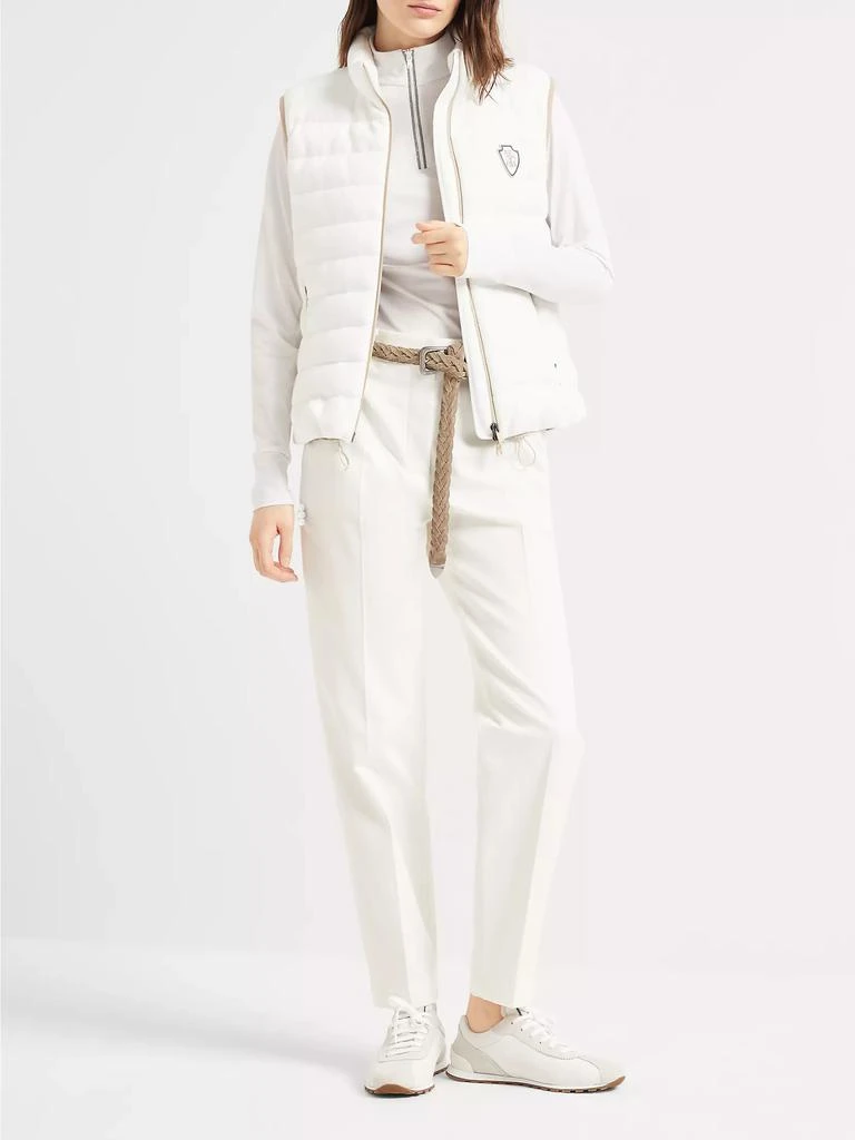Brunello Cucinelli Stretch Cotton Cover High Waist Cigarette Trousers 5