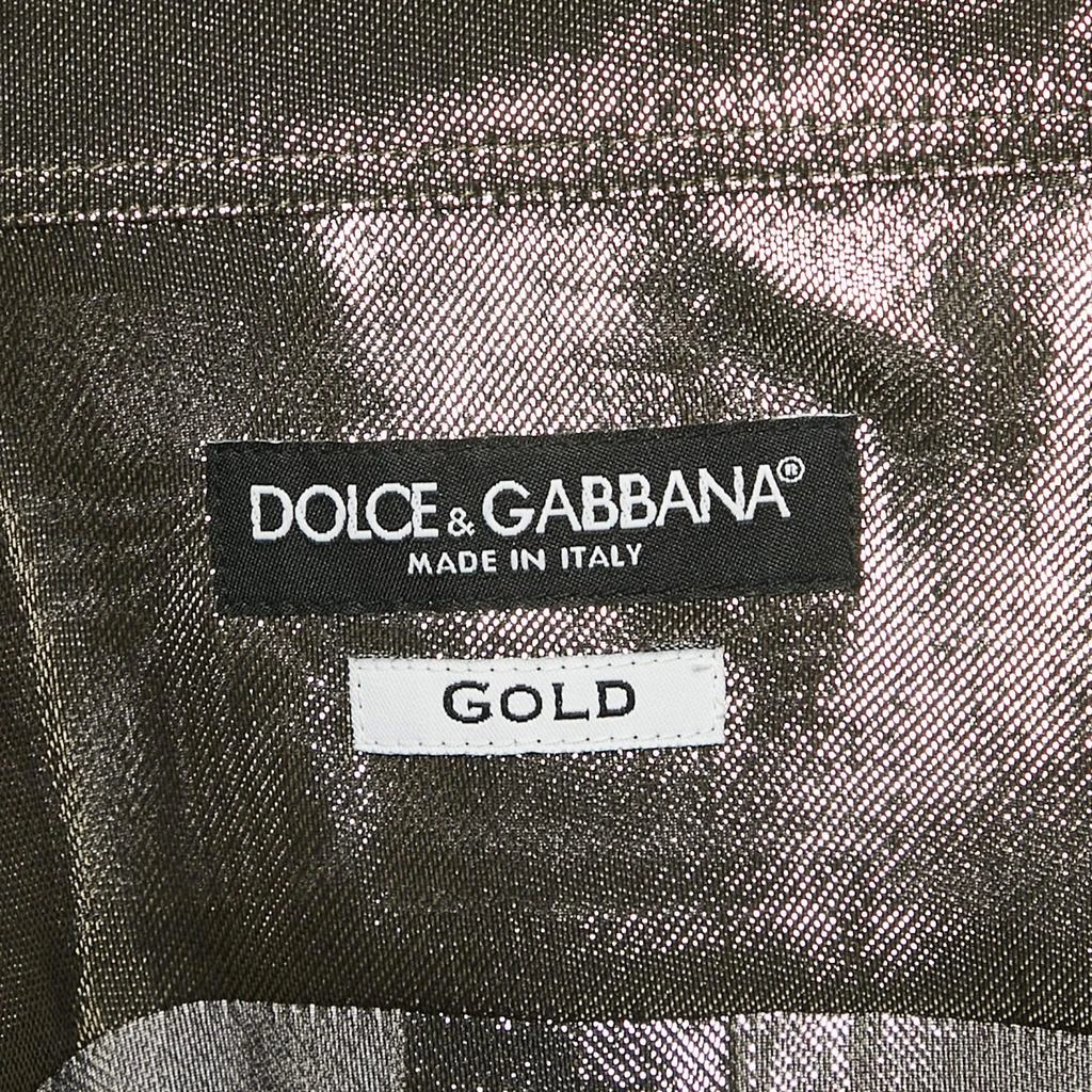 Dolce & Gabbana Dolce & Gabbana Gold Metallic Lamé Long Sleeve Shirt M 4