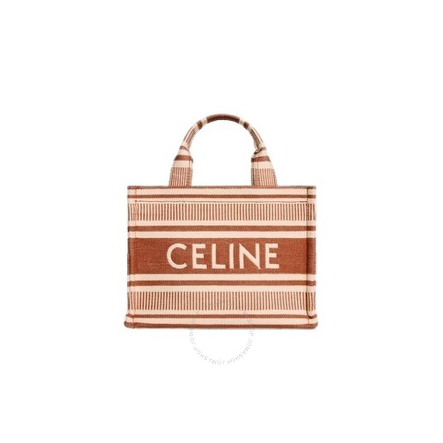かごバッグ Celine Small Thais Tote Bag SMALL CABAS THAIS IN STRIPED TEXTILE WITH TRIOMPHE - BEIGE