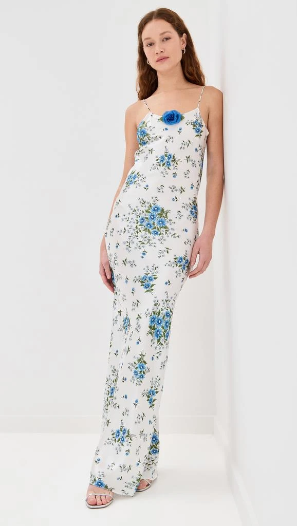 Rodarte Daisy Silk Slip Dress with Rose 1