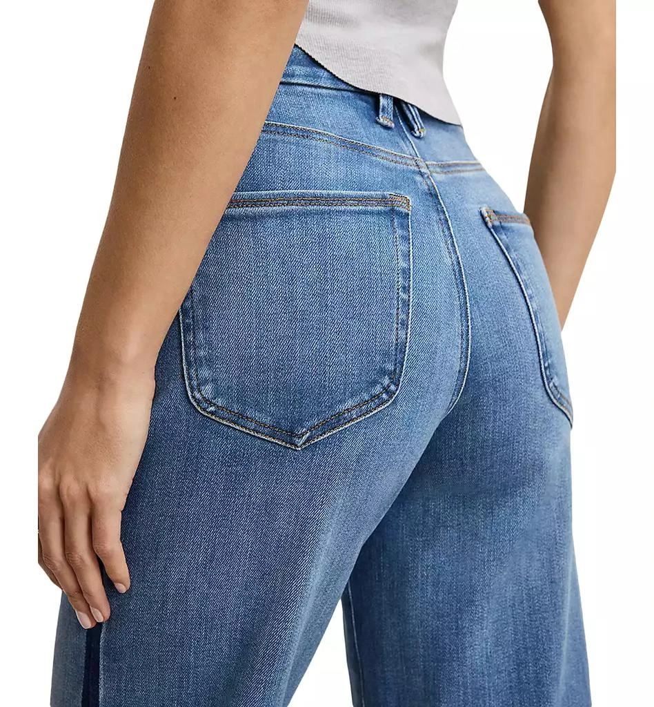 Good American Women's Soft-Tech Good Waist Palazzo Cropped Jeans 5