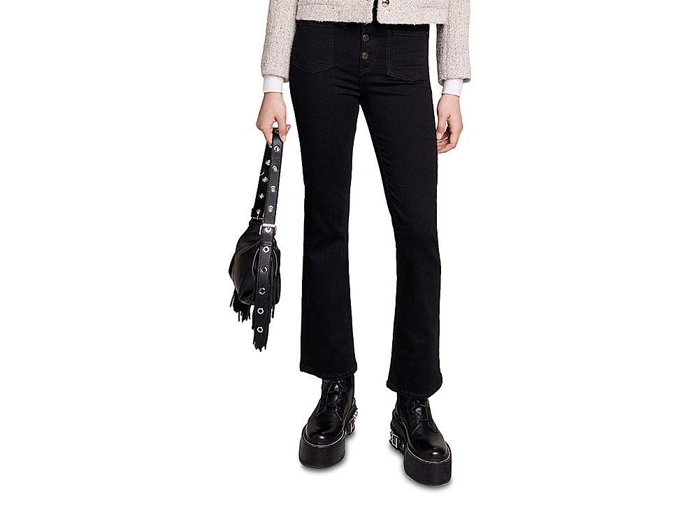 Maje Passion Button Fly Flare Jeans in Black 1