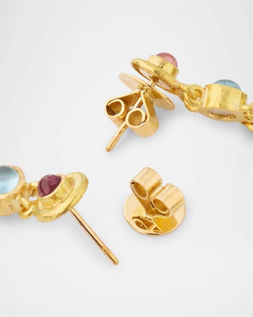 Elizabeth Locke 19K Yellow Gold Tutti Frutti Chandelier Earrings with Pink Tourmaline, Aquamarine and Peridot 4