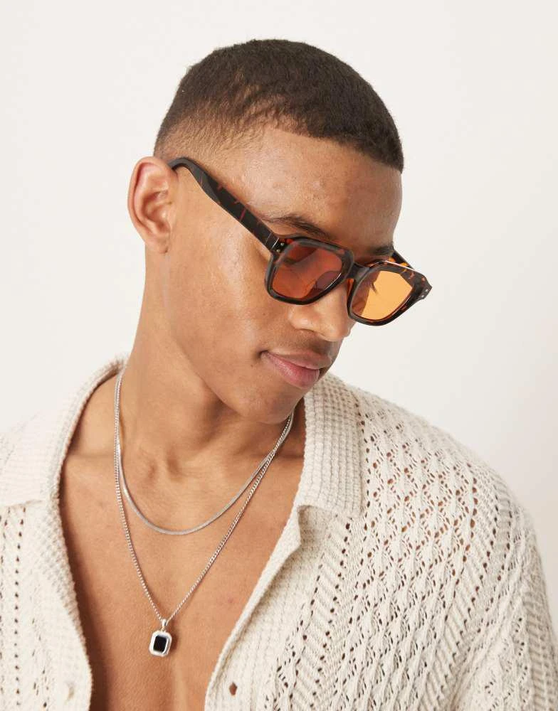 Chunky Square Sunglasses with Center Crystal Accent - Tortoise Amber s-l400.jpg main image 2