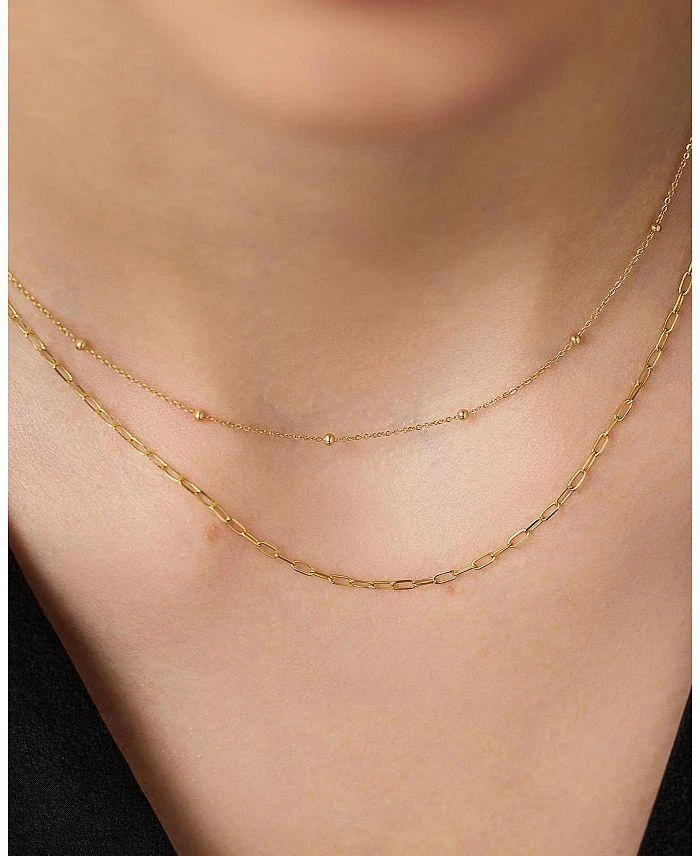 Ana Luisa 10K Gold Paperclip and Satelitte Necklace 4
