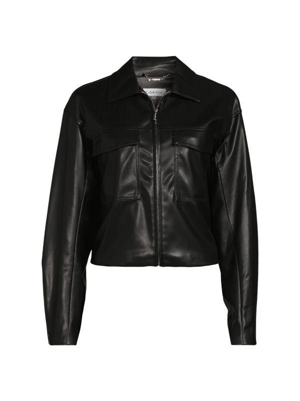 Calvin Klein Faux Leather Zip Biker Jacket 3