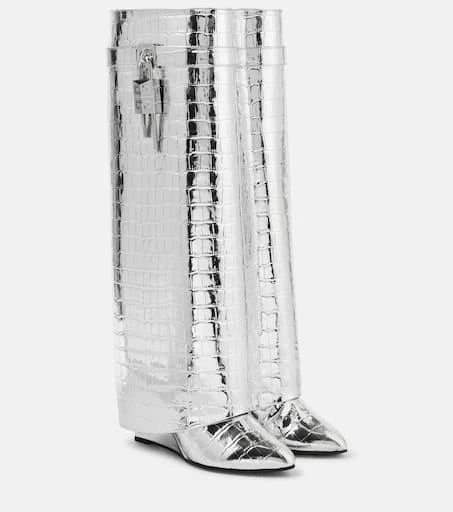 Givenchy Shark Lock croc-effect leather knee-high boots 1