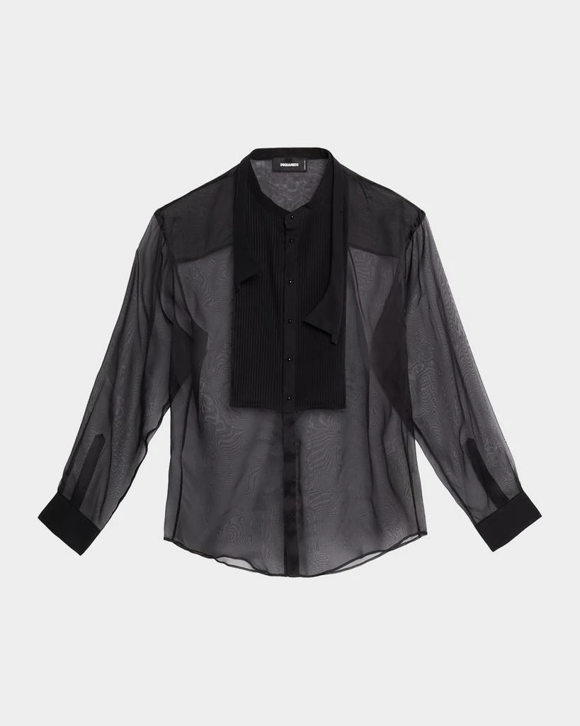 DSQUARED2 Men's Bow Tie Drop-Shoulder Sheer Silk Shirt 1
