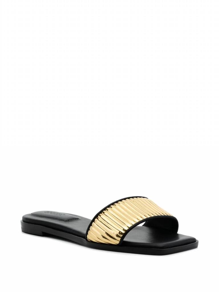Jonathan Simkhai Women's Carter Flat Sandals In Black/gold