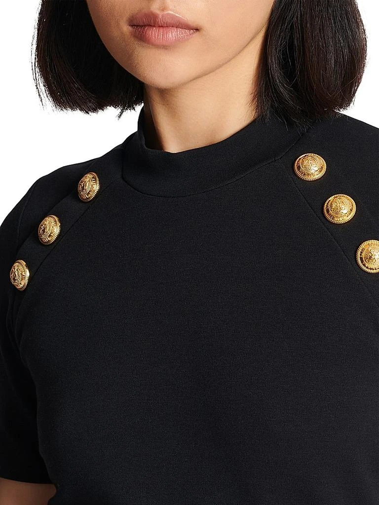 Balmain Logo Button Raglan Stretch T-Shirt 7