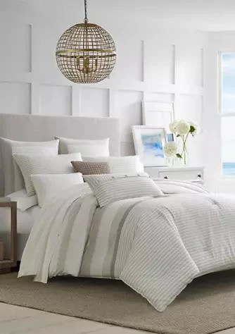 Nautica Saybrook Beige Cotton Comforter Sham Set 1