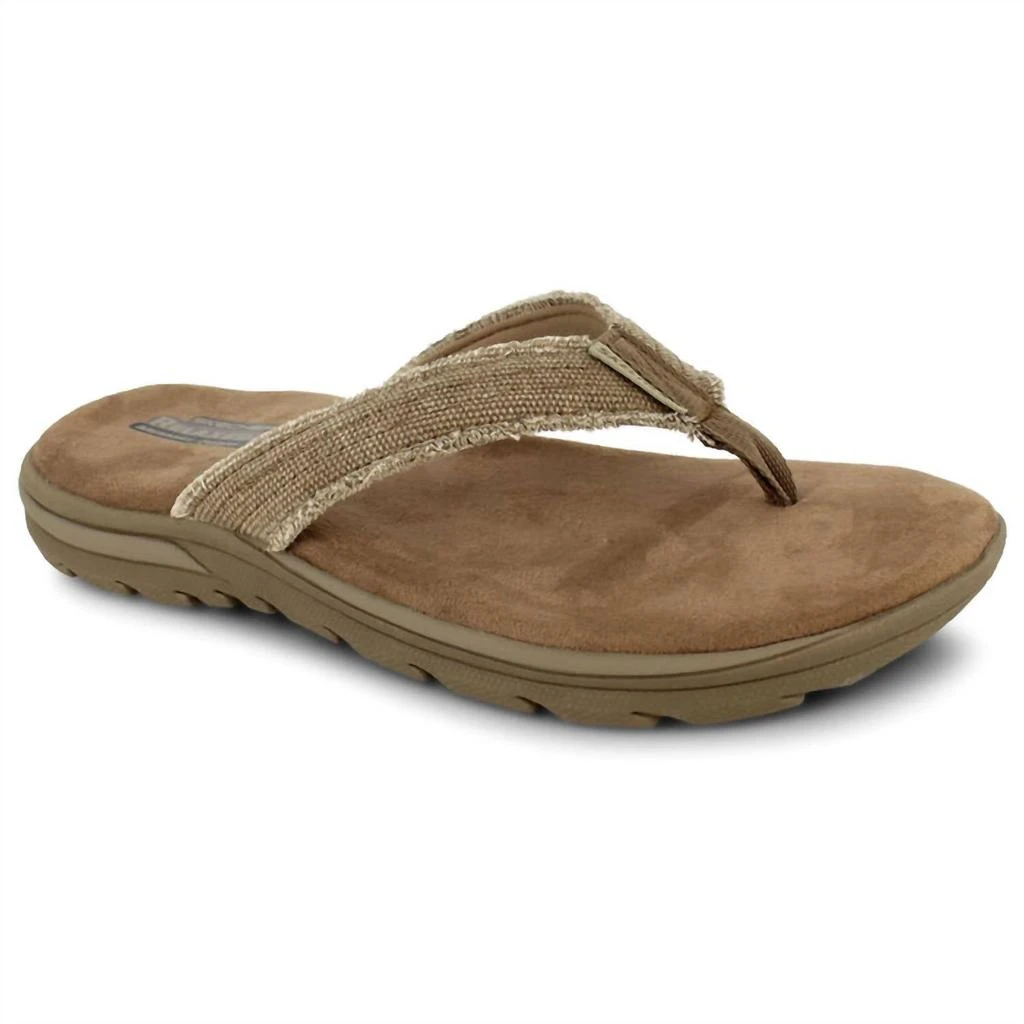 SKECHERS Men
s Relaxed Fit Supreme Flip Flop In Beige