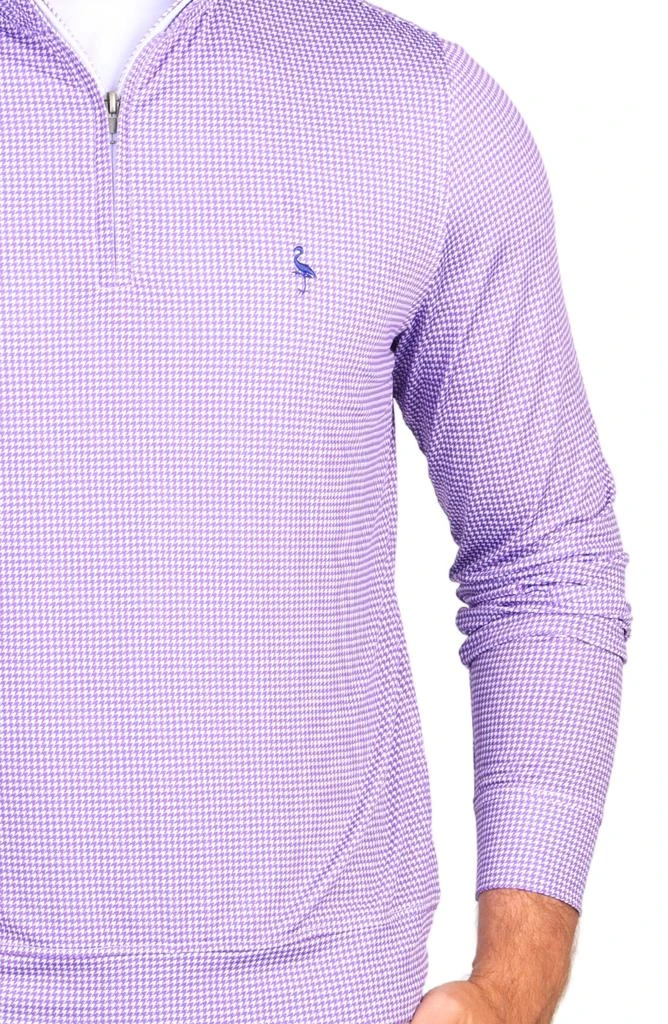 TailorByrd Houndstooth Print Quarter Zip Performance Pullover 3