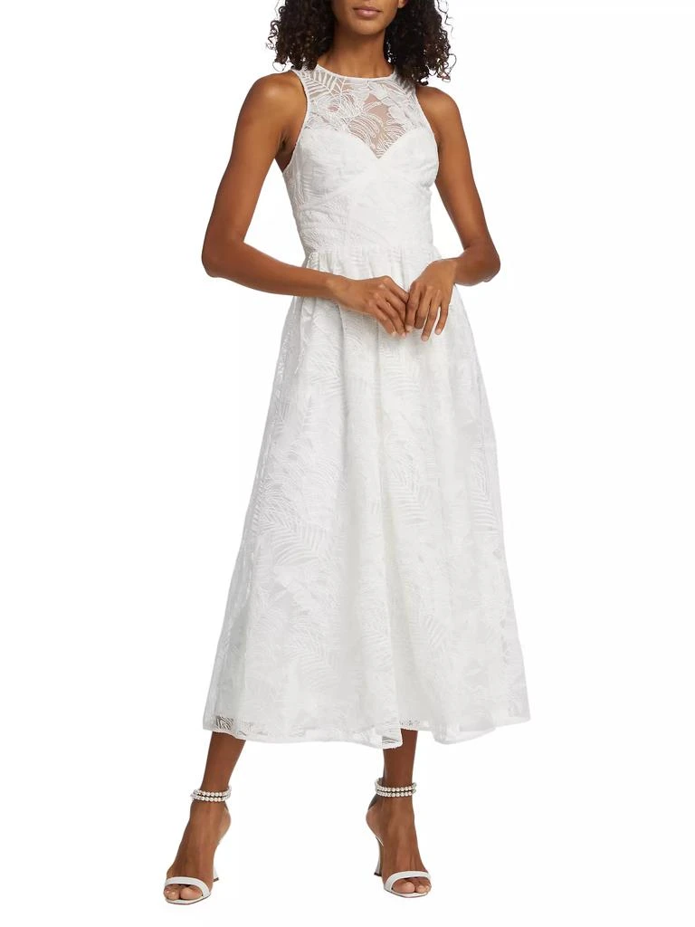 Monique Lhuillier Mylah Embroidered Fit &amp; Flare Midi-Dress 3