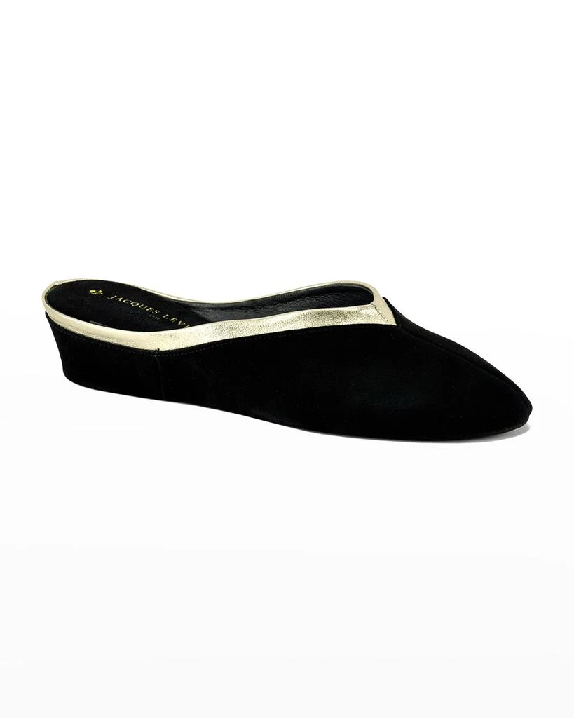 Jacques Levine Suede Wedge Mule Slippers 2
