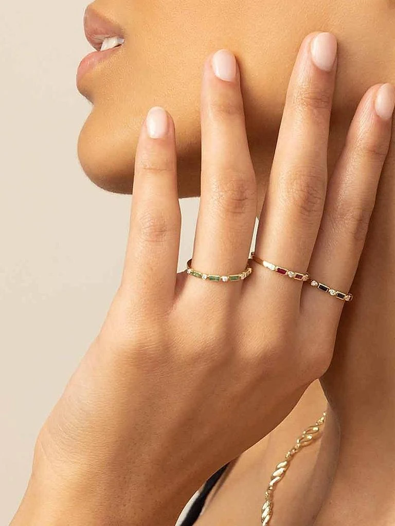 Oradina 14K Yellow Gold Crown Jewels Ruby Diamond Ring 5