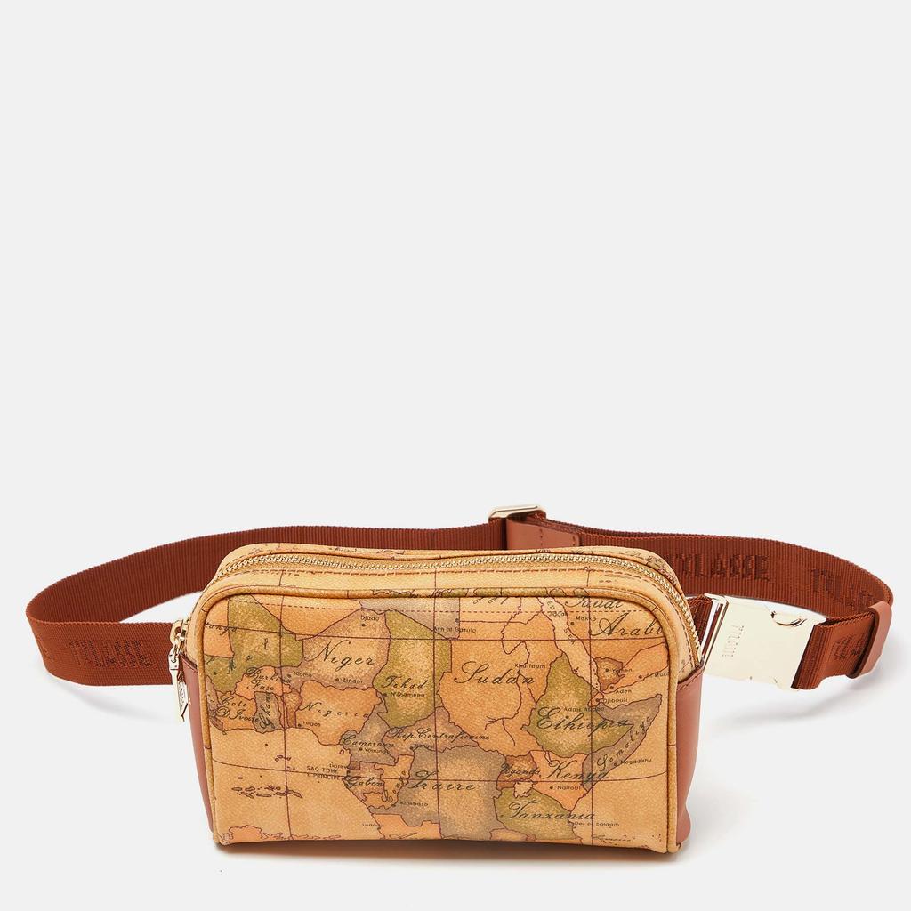 Alviero Martini 1A Classe Alviero Martini 1A Classe Brown Geo Print Coated Canvas and Leather Belt Bag