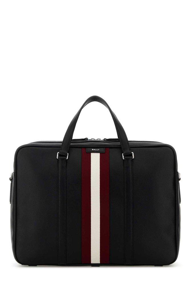 Bally Bally Code Logo Printed Striped Briefcase
