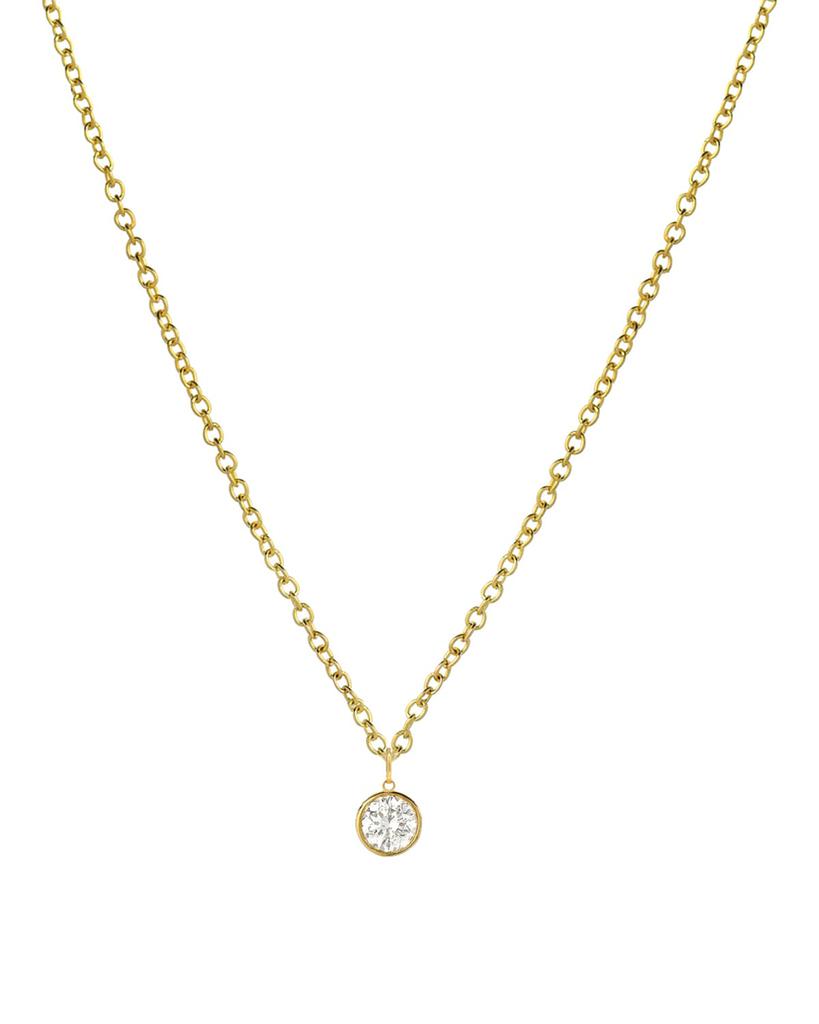 Zoe Lev 14k Yellow Gold Small Bezel Diamond Pendant Necklace