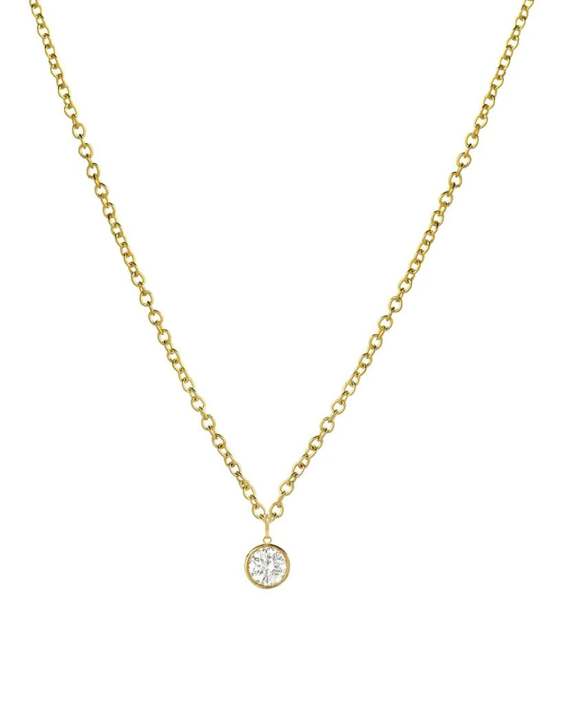 Zoe Lev Jewelry 14k Yellow Gold Small Bezel Diamond Pendant Necklace 1