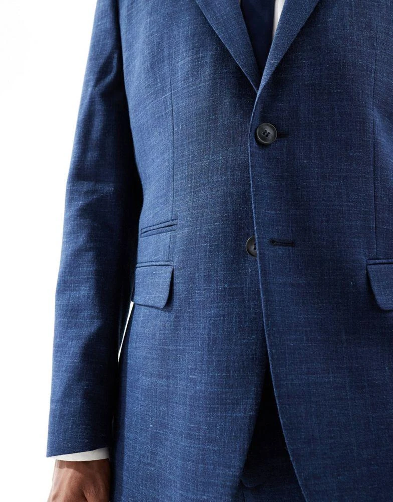 Selected Homme Selected Homme linen mix slim fit suit jacket in dark navy 5