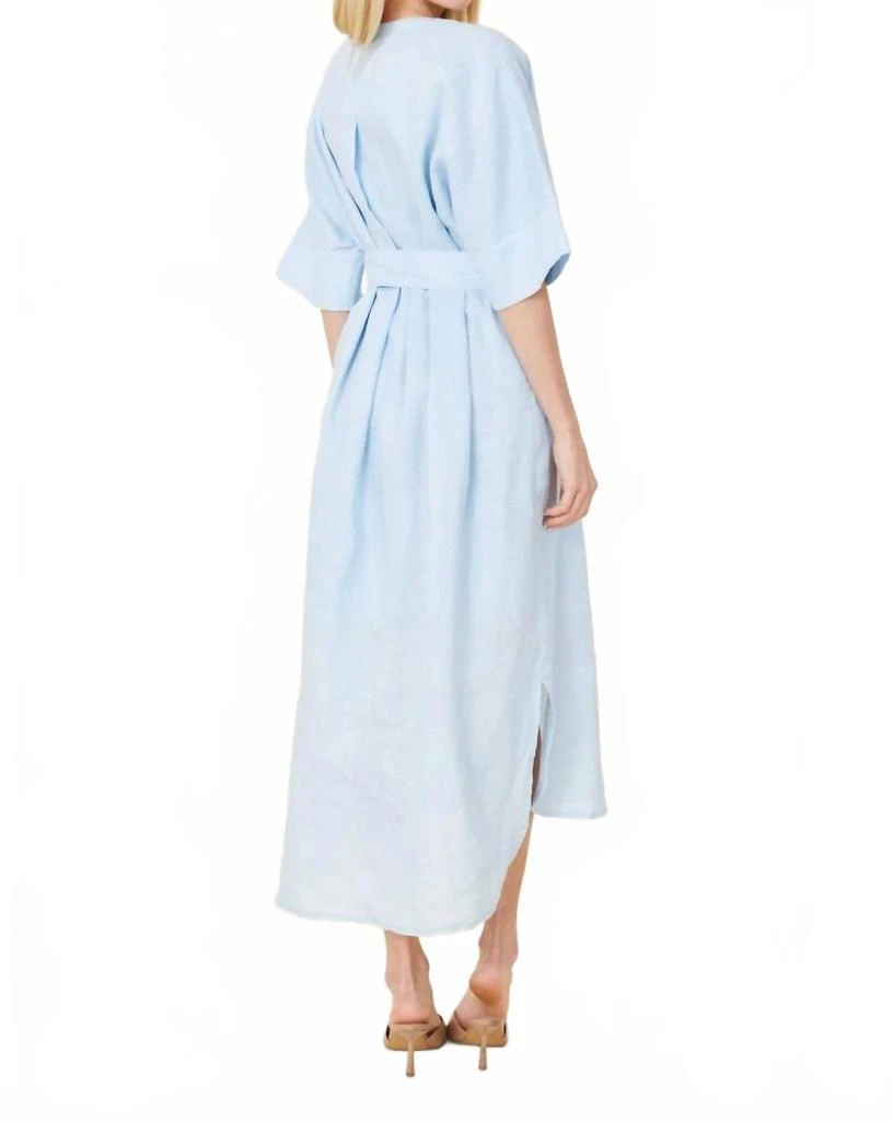 Linen Belted Midi Dress In Light Blue  On Sale Now with Up to 54% Off |  Discover Exclusive Deals & Savings at BeyondStyle  Authentic DOLCE CABO  women|clothing|dresses with Limited-Time Discounts,