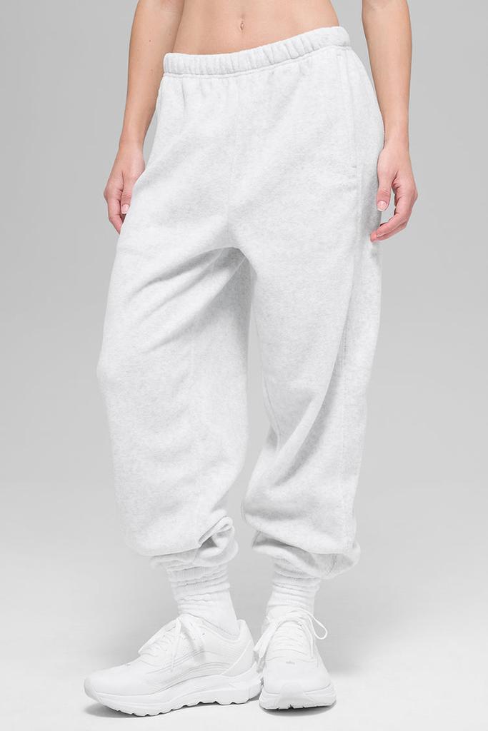 Alo Polar Fleece High-Waist Retreat Jogger - White Heather Grey
